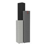 Colonnes acoustiques en feutre noir, gris moyen et gris clair sur fond blanc