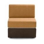Module droit avec dossier, assise ocre et base tapissée marron, vue de face