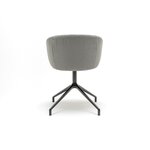 Chaise pivotante tapissée grise sur piétement aluminium noir, vue de dos