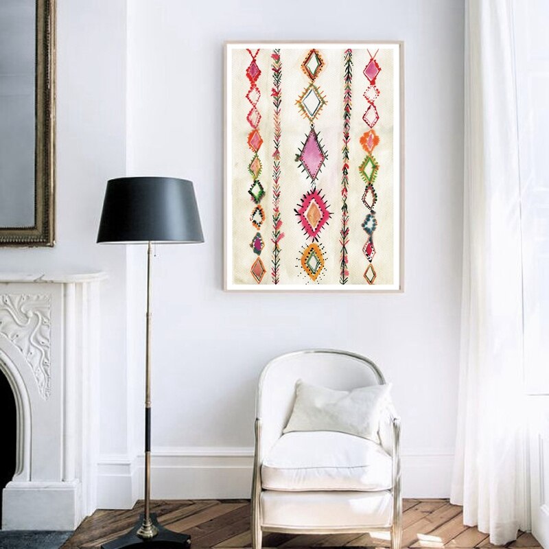 Affiches-et-imprim-s-pour-tapis-marocain-rose-d-cor-de-maison-clectique-peinture-sur-toile