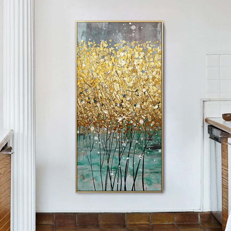Toile-de-peinture-en-or-et-vert-de-grande-taille-affiches-imprim-es-tableau-mural-moderne