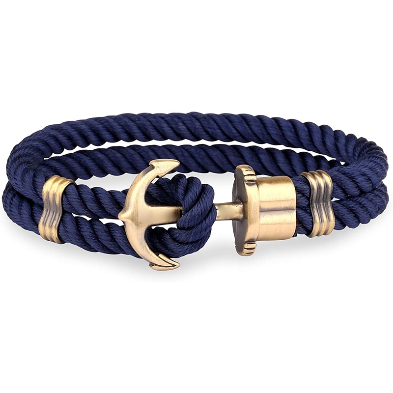 Bracelet-ancre-en-Nylon-et-en-laiton-pour-hommes-bleu-marine