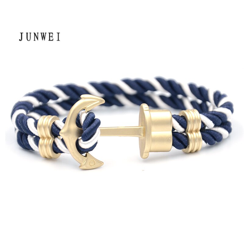 Bracelet-ancre-en-Nylon-et-en-laiton-pour-hommes-bleu-marine