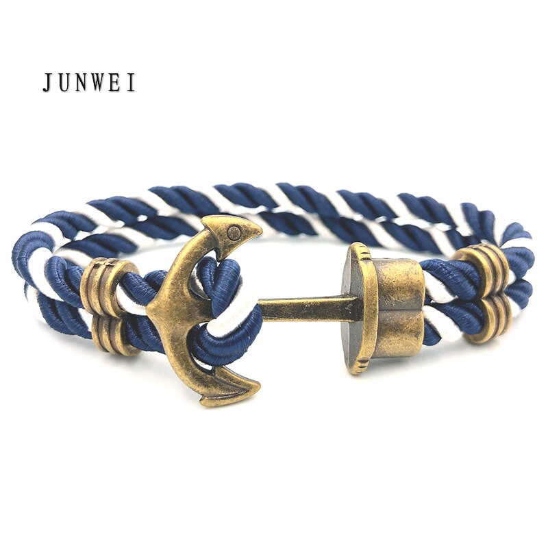 Bracelet-ancre-en-Nylon-et-en-laiton-pour-hommes-bleu-marine