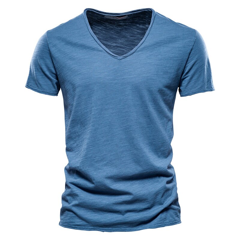 T-shirt-manches-courtes-et-col-en-v-pour-homme-haut-de-marque-de-qualit-100