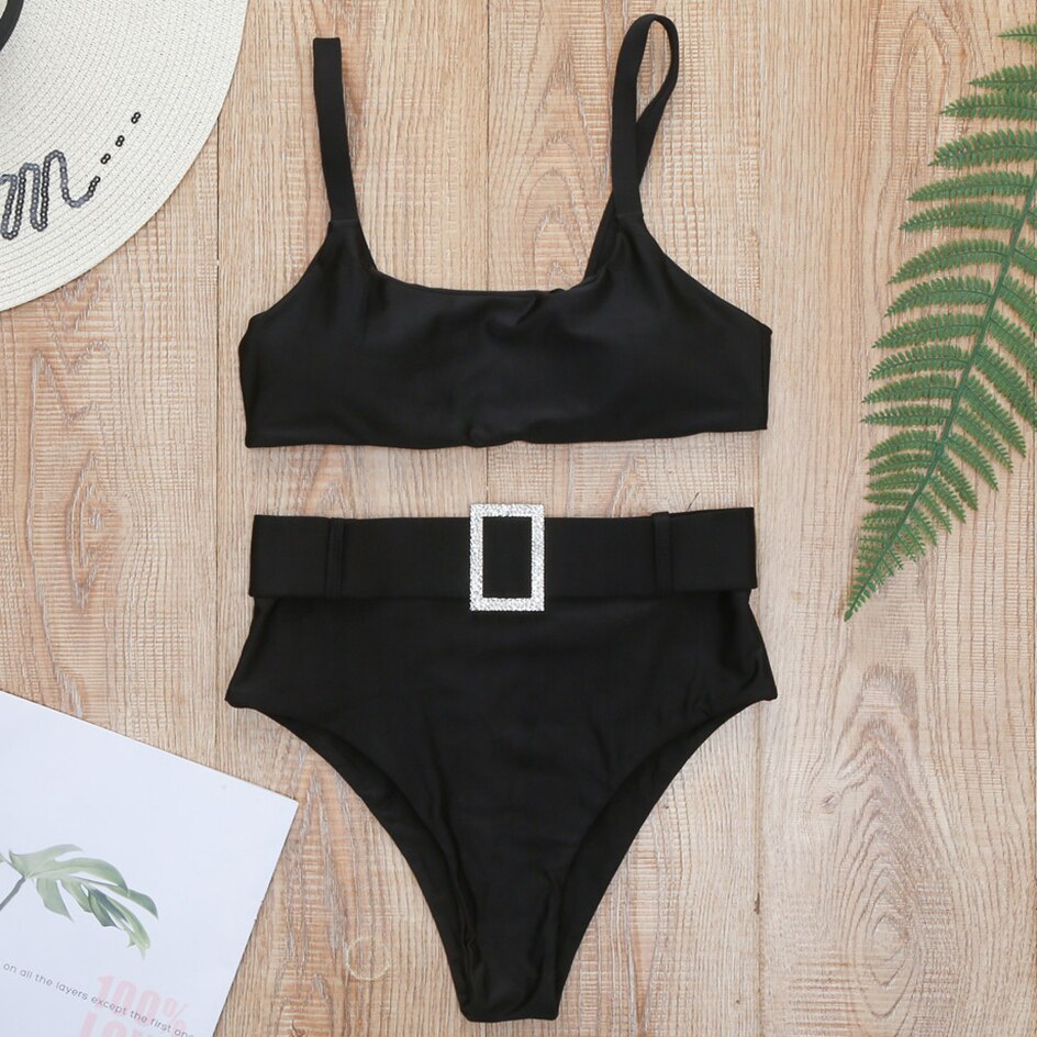 Maillot-de-bain-noir-Sexy-avec-ceinture-taille-haute-Bandeau-Bikini-ensemble-deux-pi-ces-soutien