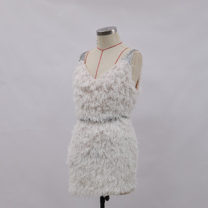 Luxe-f-te-plume-paillettes-robes-t-femmes-mini-robe-2021-taille-haute-blanc-sans-manches