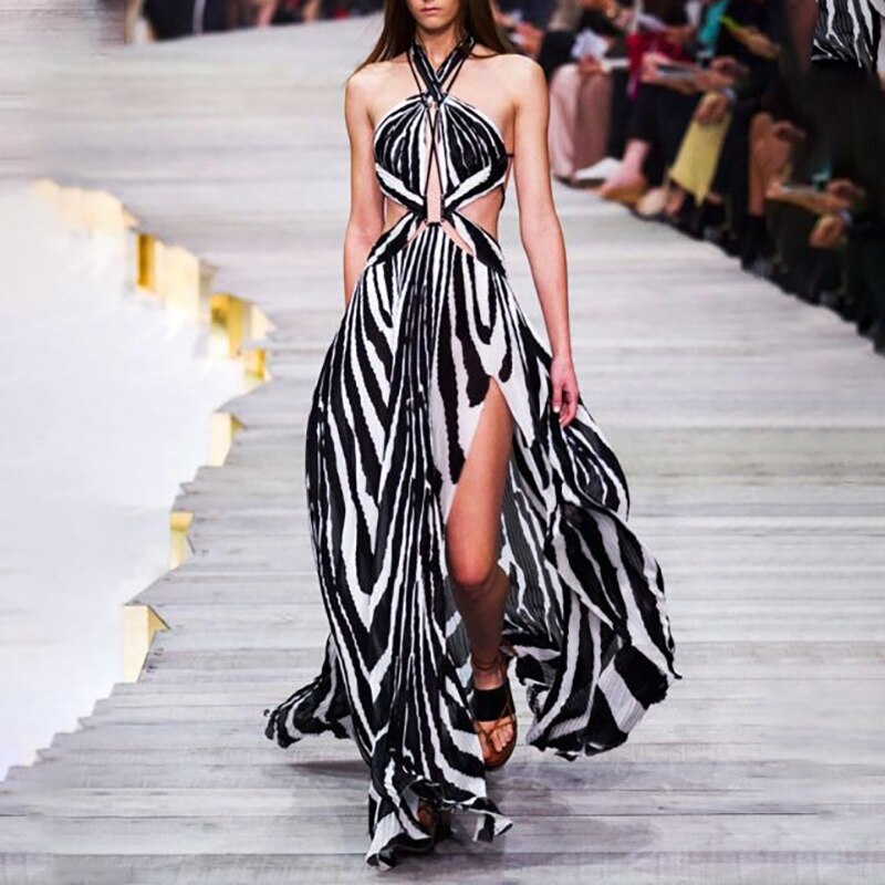 Oshoplive-robe-longue-imprim-e-bandes-dos-nu-Maxi-Sexy-tenue-de-f-te-de-vacances