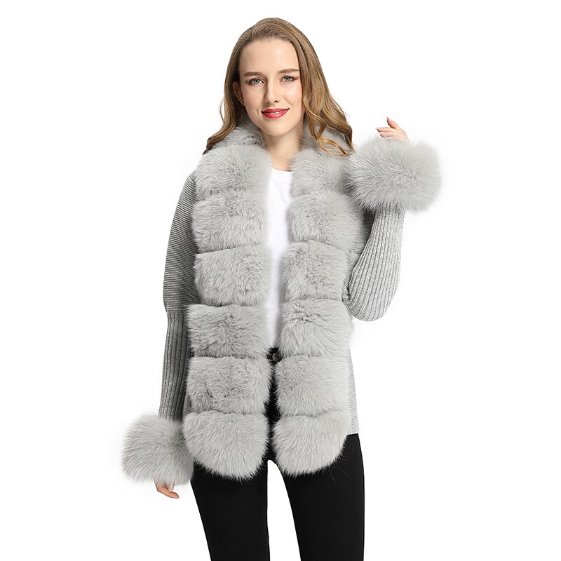 Cardigan-court-en-laine-tricot-e-pour-femme-pull-chaud-garniture-en-vraie-fourrure-de-renard