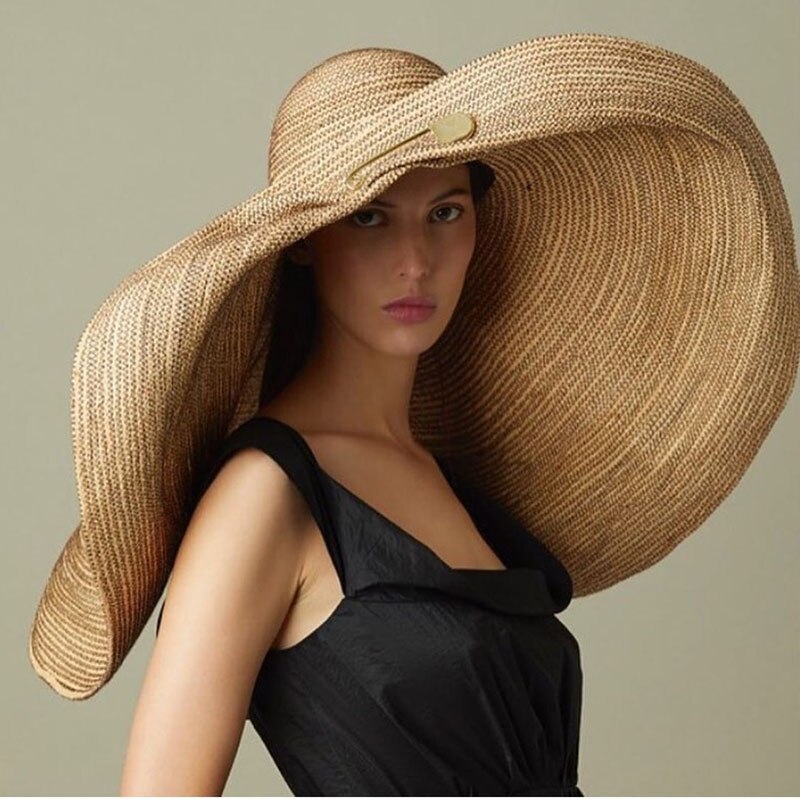 Sombrero-accessoires-de-plage-pour-femmes-chapeau-de-grande-taille-Large-bord-en-paille-surdimensionn-Anti