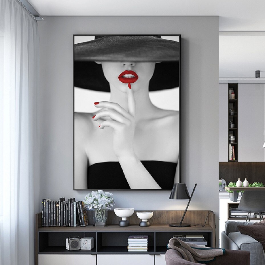 Affiche-murale-avec-l-vres-rouges-pour-femme-maquillage-moderne-impression-murale-pour-chambre-coucher-pour