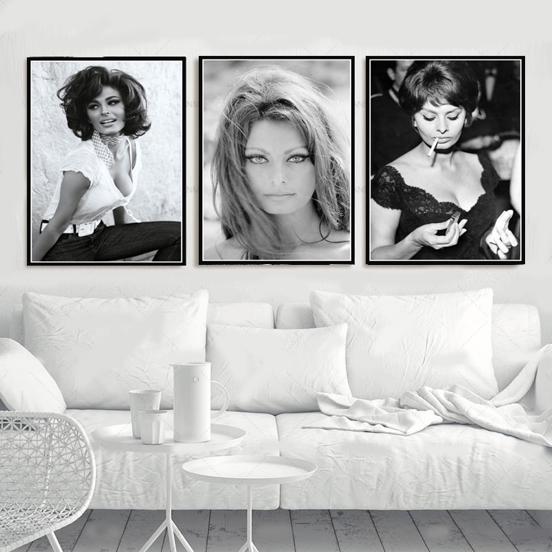 Sophia-loren-affiche-de-film-pour-femmes-et-filles-imprim-e-en-noir-et-blanc-peinture