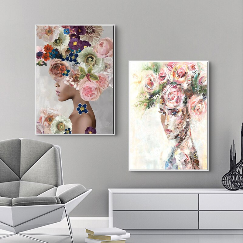 Toile-de-peinture-de-luxe-moderne-femme-belle-fleur-femme-nordique-affiches-murales-imprim-es-images