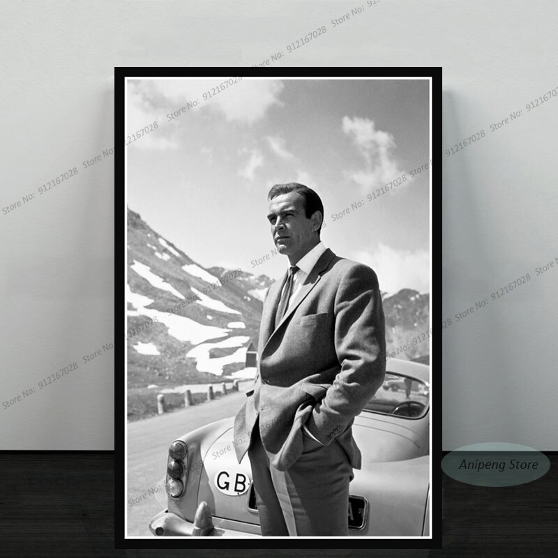 Sean-Connery-film-d-acteur-James-Bond-007-avec-armes-feu-affiche-imprim-e-toile-d