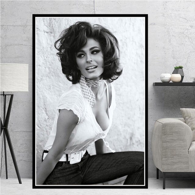 Affiches-et-imprim-s-de-sophia-loren-en-noir-et-blanc-peinture-sur-toile-d-toile