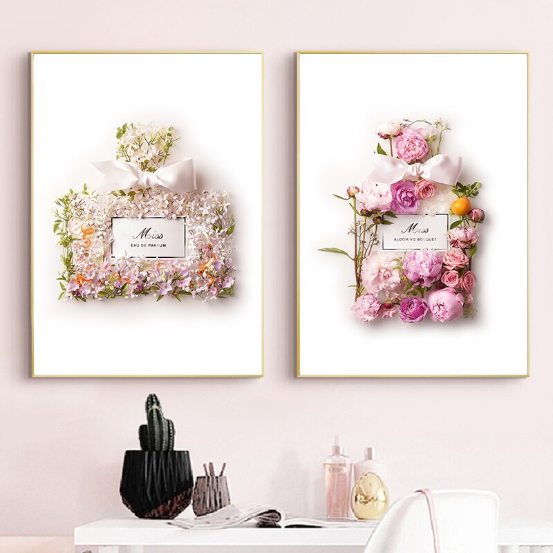 Affiches-et-imprim-s-de-bouteilles-de-fleurs-de-parfum-Blush-rose-la-mode-d-cor