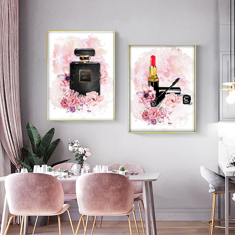 Peinture-diamant-mosa-que-de-strass-fleur-rose-parfum-mode-dame-maquillage-peinture-artistique-mur-moderne