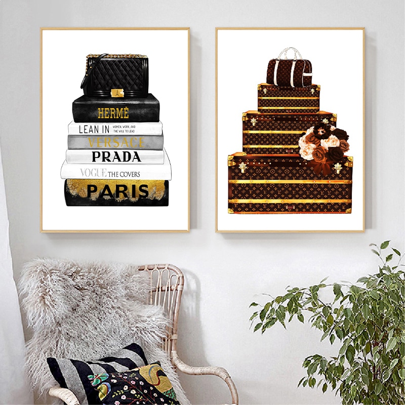 Sac-la-mode-impression-sur-toile-et-affiches-Magazine-en-Vogue-moderne-livres-peinture-artistique-photos