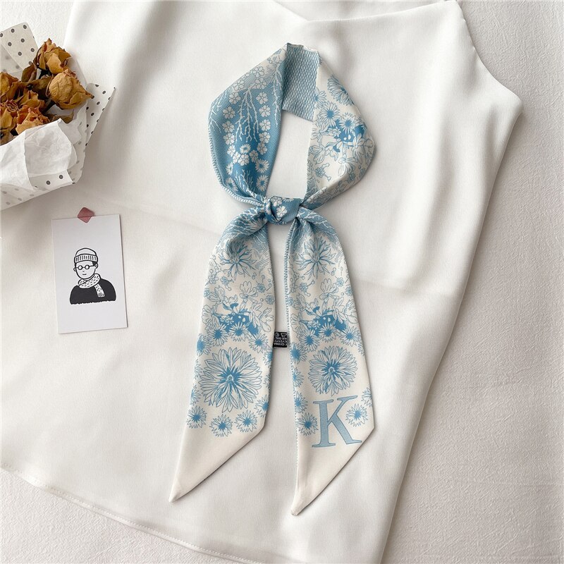 Foulard-Long-et-troit-Imprim-de-Lettres-pour-Femme-Bandeau-pour-Poign-e-de-Sac-Bandana