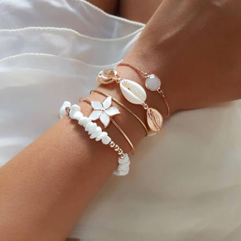 Docona-ensemble-de-Bracelets-perl-s-Style-boh-mien-9-styles-coquillages-cornes-fleurs-ananas-tendance