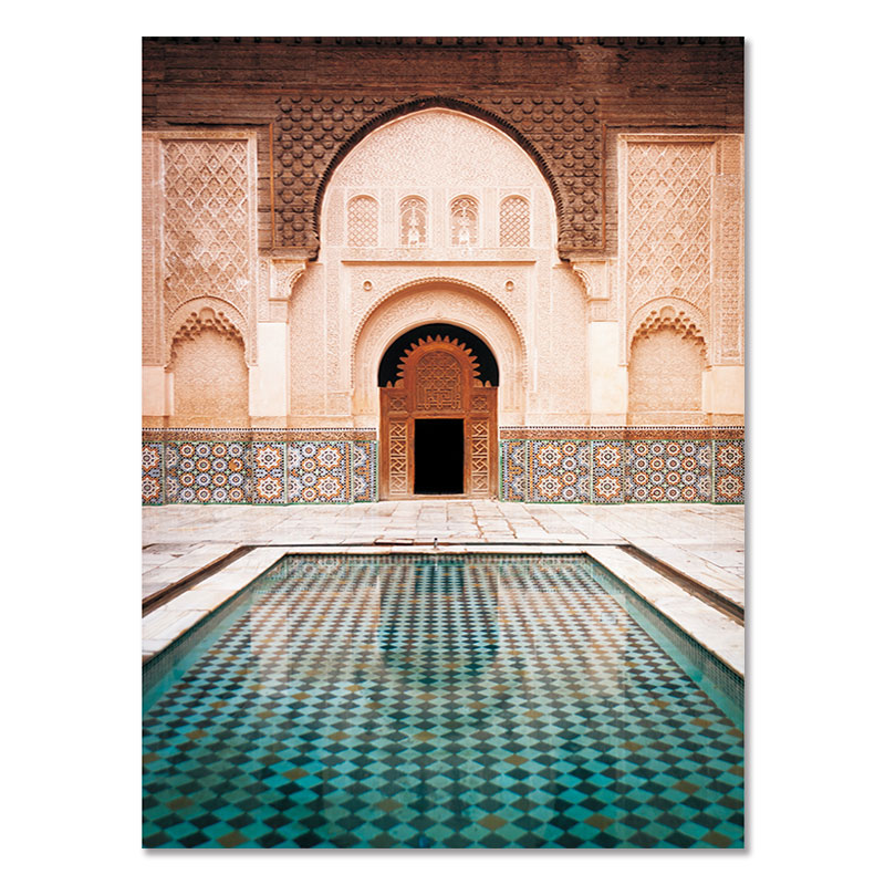 Maroc-porte-arabe-peintures-d-coratives-Architecture-toile-affiches-islamique-mur-Art-photos-impressions-pour-salon