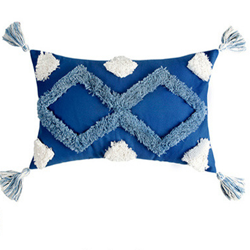 Taie-d-oreiller-en-coton-tuft-bleu-Style-Boho-marocain-housse-de-coussin-longue-30x50-45x45cm