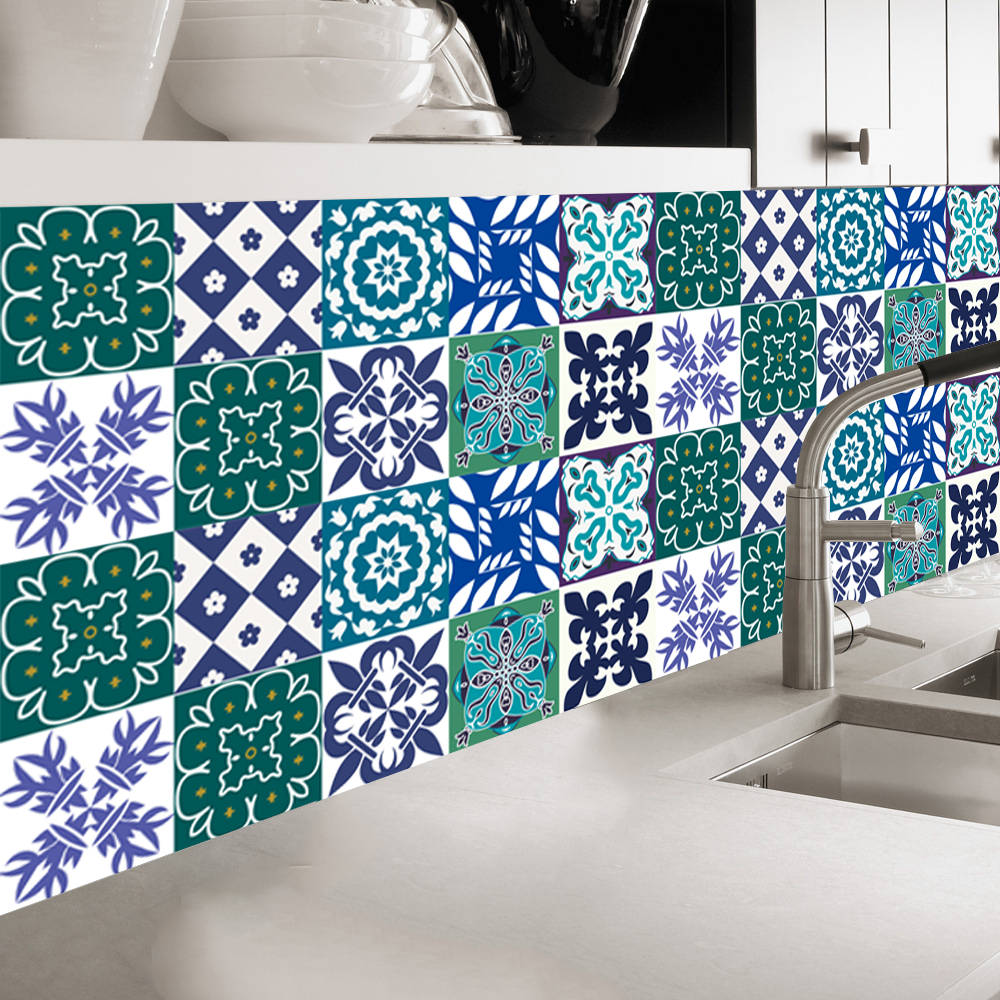 Carrelage-Floral-ethnique-de-Style-marocain-autocollant-mural-cuisine-salle-de-bains-garde-robe-ligne-de