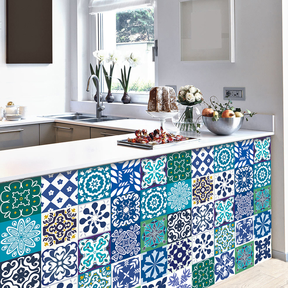 Carrelage-Floral-ethnique-de-Style-marocain-autocollant-mural-cuisine-salle-de-bains-garde-robe-ligne-de