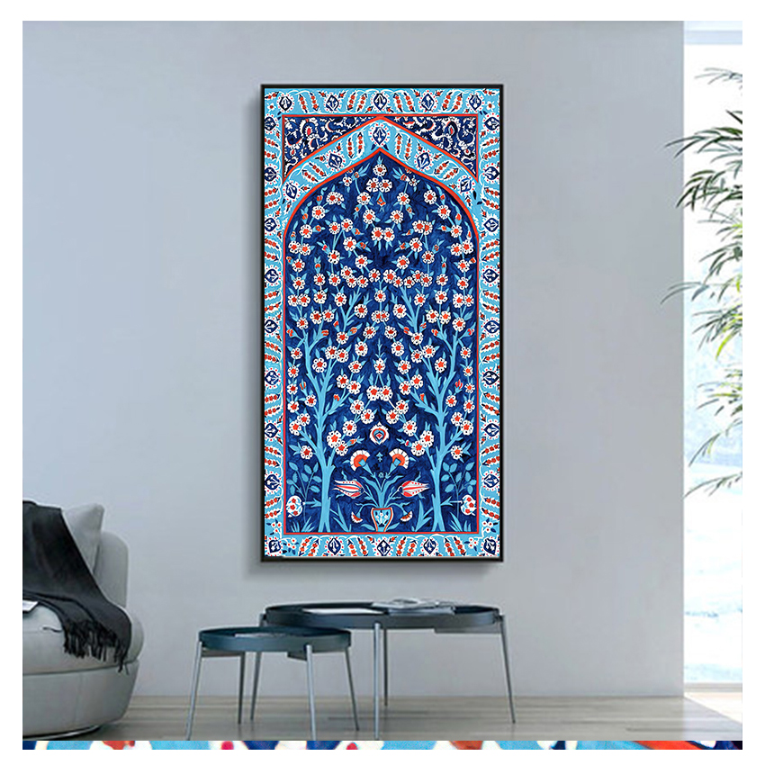 Peinture-d-imprim-s-floraux-traditionnels-affiche-murale-toile-d-coration-murale-carreaux-turcs-arbre-de