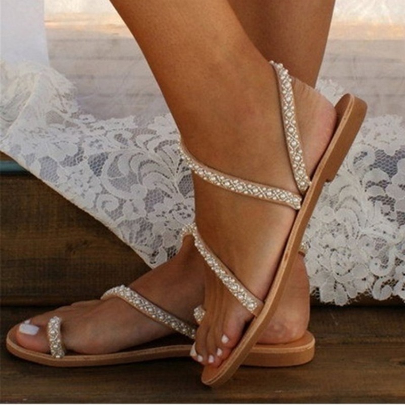 Sandales-d-t-plates-en-cuir-avec-perles-pour-femme-chaussures-de-vacances-de-style-boh