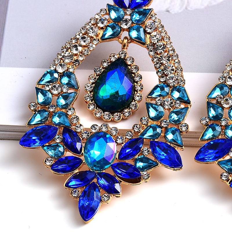 Boucles-d-Oreilles-Longues-en-M-tal-et-Cristal-Color-pour-Femme-Strass-de-Haute-Qualit