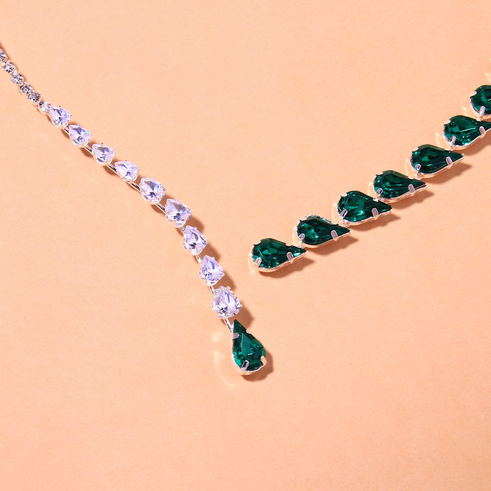 Collier-ras-du-cou-en-Zircon-vert-pour-femme-Vintage-goutte-d-eau-ouvert-bijoux-de