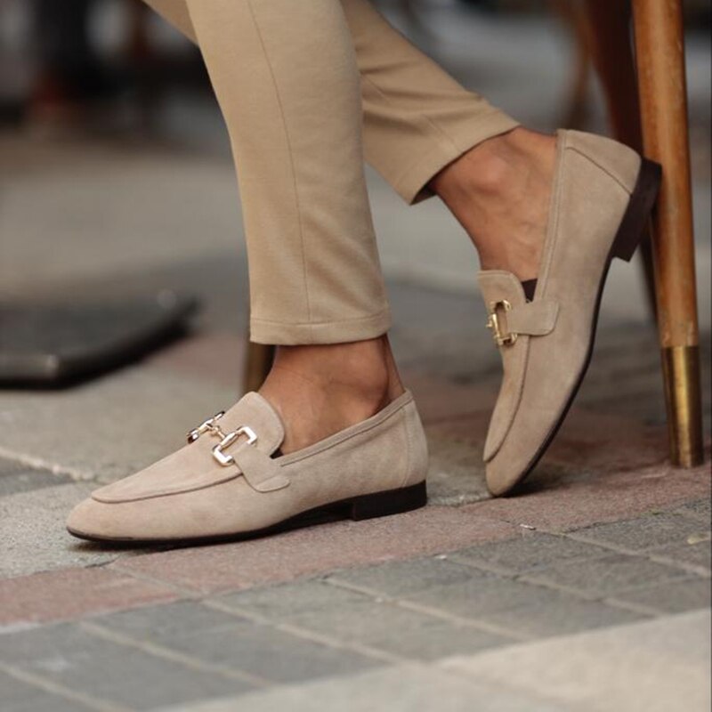 Hommes-Beige-Daim-Mocassins-Occasionnels-Chaussures-Noir-Respirant-Slip-On-Troupeau-Hommes-Chaussures-Habill-es-Zapatos