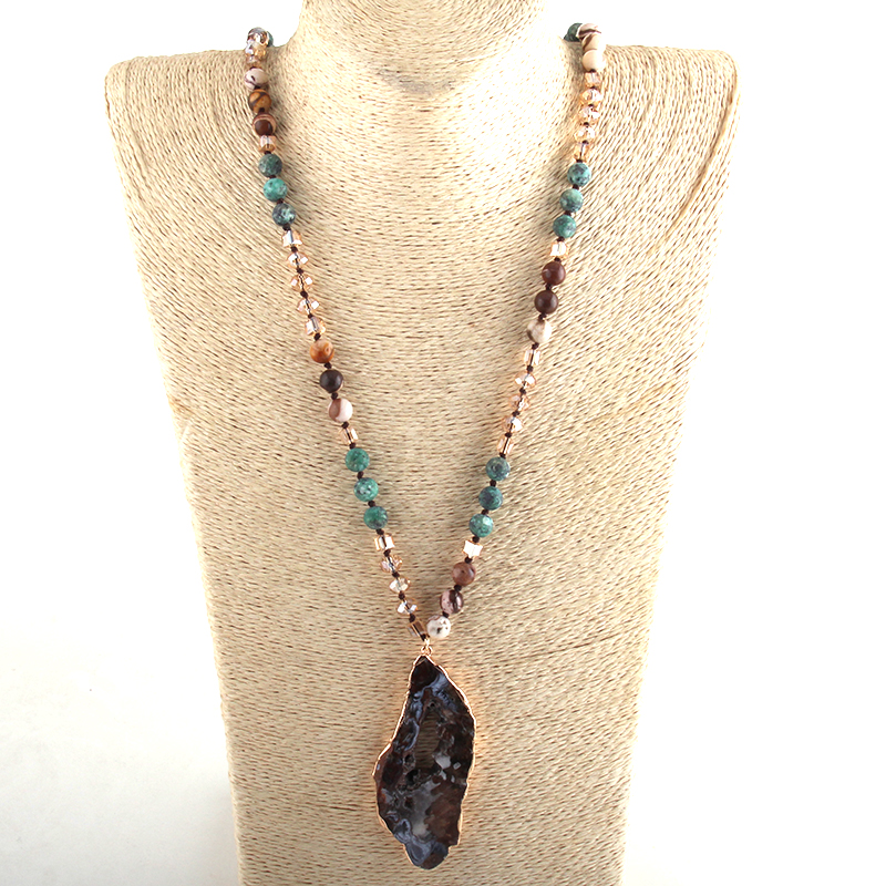 Bijoux-Tribal-boh-me-en-cristal-pierre-Long-nou-irr-gulier-Druzy-Stone-pendentif-colliers-pour