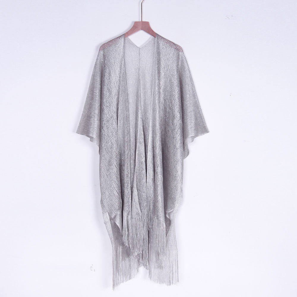 Cardigan-Kimono-en-maille-franges-tunique-tricot-e-brillante-ch-le-de-Protection-solaire-pour-femmes