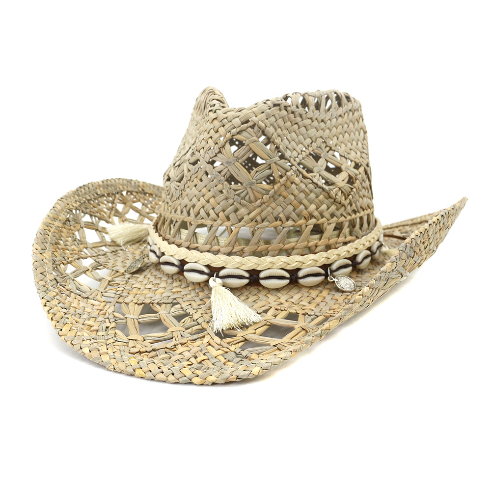 Angelica-chapeau-de-Cowboy-occidental-tiss-la-main-en-paille-naturelle-pare-soleil-avec-ceinture-la