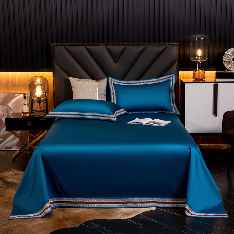 Drap-de-lit-plat-en-coton-gyptien-1000TC-taille-king-haut-de-gamme-couleur-unie-lit