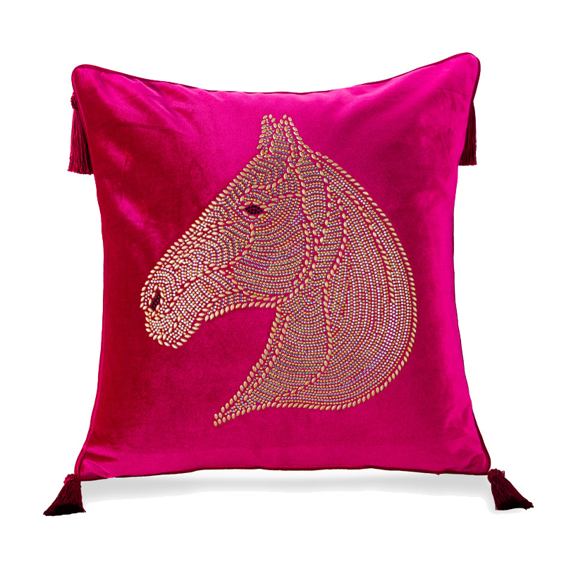 Housse-de-coussin-t-te-de-cheval-perl-e-en-velours-taie-d-oreiller-avec-glands