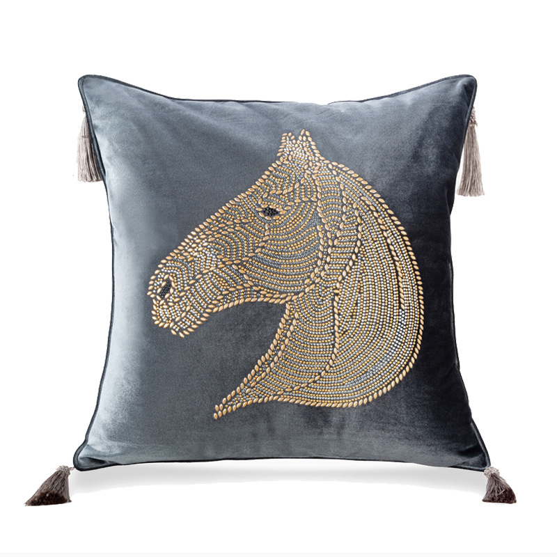 Housse-de-coussin-t-te-de-cheval-perl-e-en-velours-taie-d-oreiller-avec-glands