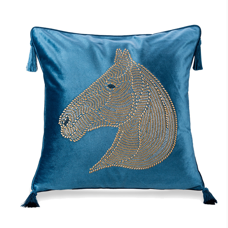 Housse-de-coussin-t-te-de-cheval-perl-e-en-velours-taie-d-oreiller-avec-glands