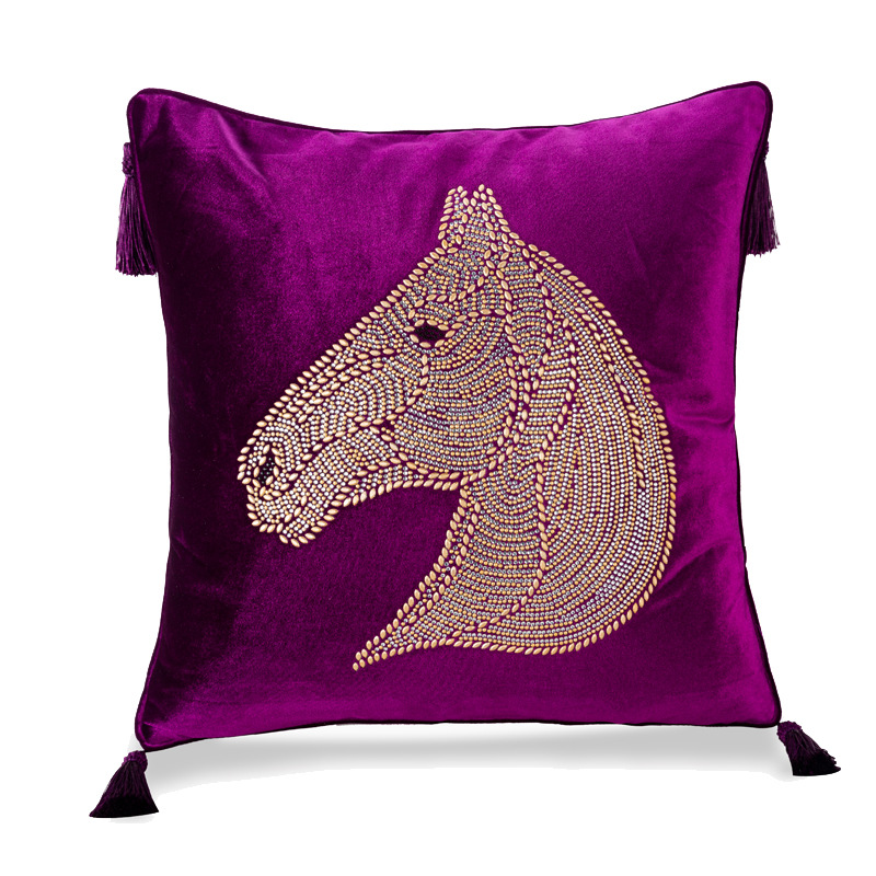 Housse-de-coussin-t-te-de-cheval-perl-e-en-velours-taie-d-oreiller-avec-glands