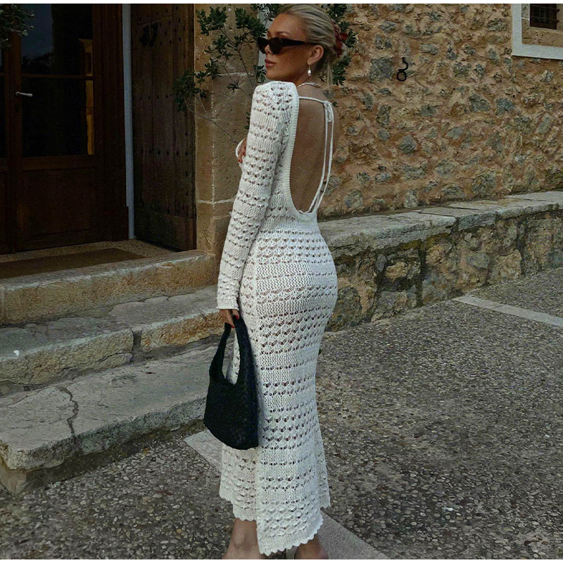 Robe-lacets-dos-nu-sexy-pour-femmes-manches-longues-robes-mixtes-vider-l-gant-plage-vacances