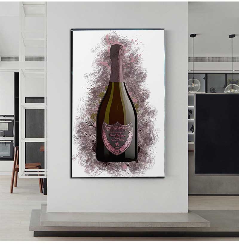 Affiche-en-toile-modulaire-imprim-e-Graffiti-pour-arri-re-plan-de-chevet-couleur-or-champagne