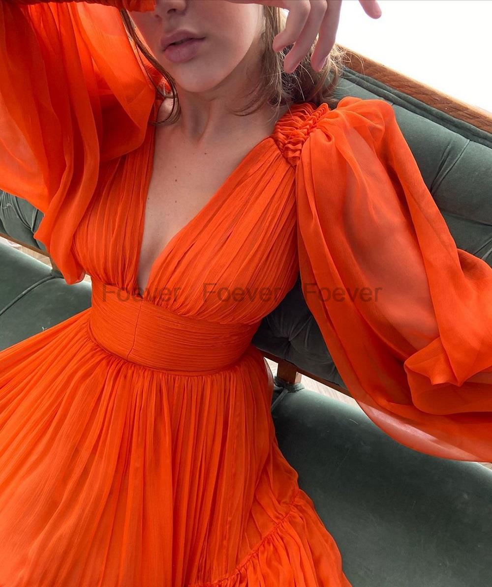 Robe-de-Rhen-mousseline-de-soie-manches-longues-bouffantes-pour-femmes-robes-de-soir-e-princesse