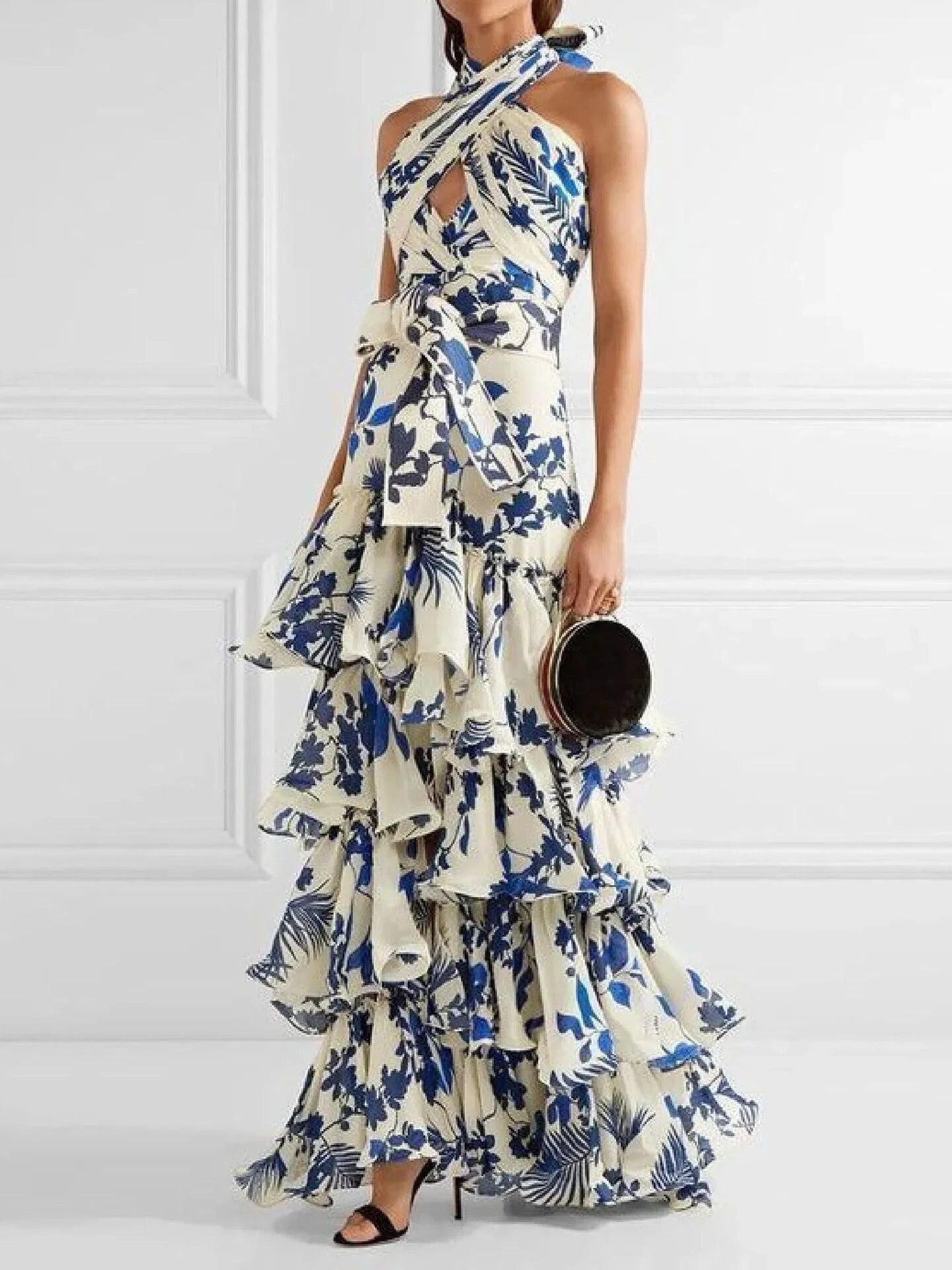 Robe-bretelles-imprim-e-la-mode-pour-femmes-dos-nu-sexy-lacets-robes-longues-l-gantes
