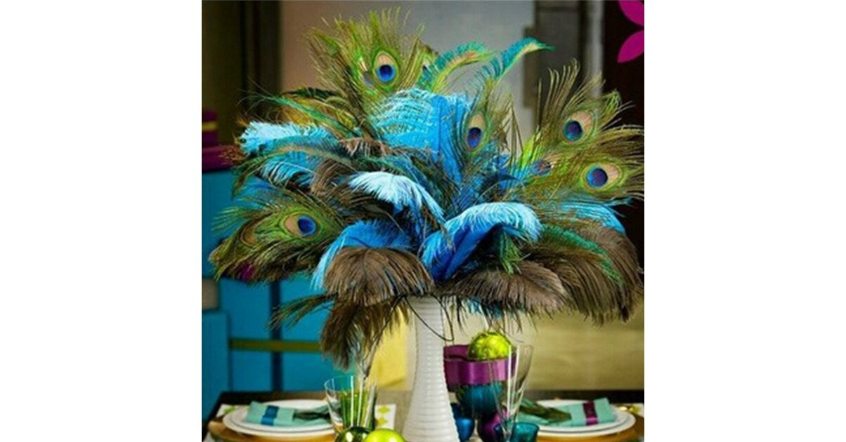 Lot De 20 Plumes De Paon Naturelles Décoratives - Plumes Œil Et Queue Pour Artisanat Et Mariage