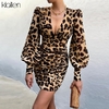 KLALIEN-automne-mode-Sexy-col-en-V-l-opard-Mini-robe-pour-les-femmes-d-contract