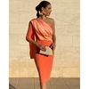 Robe-de-Cocktail-manches-longues-avec-Cape-asym-trique-paule-d-nud-e-Sexy-Orange-robe