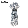 Ros-diary-robe-chemise-mi-longue-manches-courtes-pour-femmes-l-gante-la-mode-rayures-florales