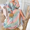 Robe-imprim-e-l-opard-de-Style-occidental-col-en-v-manches-longues-taille-haute-ample